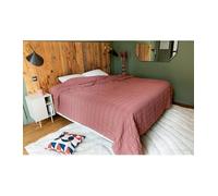 LINDER - Jeté de lit aux Rayures gaufrées Douillet et Moelleux - Coloris Vieux Rose - 100% Polyester - Dimensions 240x250cm - Collection Seersucker