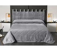 Linder jeté de lit Firenze Effet Velour Coloris Gris en 180x240cm