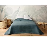 LINDER jeté de lit matelassé Motif capitoné - Coloris Bleu Capri- 100% Polyester - Dimensions 250x260cm - Collection Hawaï