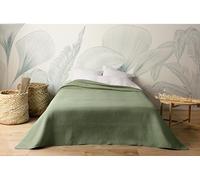 LINDER jeté de lit matelassé Motif capitoné - Coloris Vert Kaki - 100% Polyester - Dimensions 250x260cm - Collection Hawaï