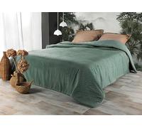 LINDER Jeté de lit Pompon Coloris Vert Sauge en 230x250cm