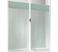 Linder Paire de vitrage Droit Kaolin Point Clair en Coloris Vert d'eau en Finition Passe-Tringle en 45x90cm