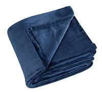 Linder Plaid Cocoon Doux en Polyester Coloris Bleu Marine en 130x180cm