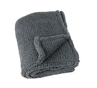 LINDER Plaid Teddy molletoné en Polyester Coloris Gris Anthracite en 130x150cm