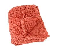 LINDER Plaid Teddy molletoné en Polyester en Coloris Orange Corail en 130x150cm