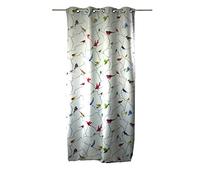 Linder Rideau-8 œillets Fusil Ronds, 100% Polyester, Multicolore/Ecru, 145x260