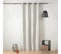 LINDER Rideau à Motif Jacquard - Tissé et Teint en France - Style Rétro - Écru et Blanc Optique - œillets Canon de Fusil - 140x260cm - 63% Polyester 36% Coton 1% Autres Fibres - Collection Enigma