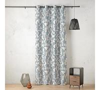 LINDER Rideau à Motif Jacquard - Tissé et Teint en France - Style Rétro - Taupe Froid et Écru - œillets Canon de Fusil - 140x260cm - 63% Polyester 36% Coton 1% Autres Fibres - Collection Enigma