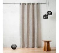 LINDER Rideau à Motif Tissu Jacquard - Tissé et Teint en France - Style Nature - Beige Taupe - œillets Canon de Fusil - 140x260cm - 62% Polyester 37% Coton 1% Autres Fibres - Collection Marsala