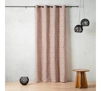 LINDER Rideau à Motif Tissu Jacquard - Tissé et Teint en France - Style Nature - Marron Fauve - œillets Canon de Fusil - 140x260cm - 62% Polyester 37% Coton 1% Autres Fibres - Collection Marsala