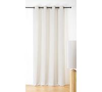 LINDER Rideau à Rayures Verticales - Style Naturel - Finition Œillets Canon de Fusil - Dimensions 140x265cm - Coloris Blanc - 49% Coton 33% Lin 18% Polyester - Collection Priscilia