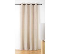 LINDER Rideau à Rayures Verticales - Style Naturel - Finition Œillets Canon de Fusil - Dimensions 140x265cm - Coloris Lin et Blanc - 49% Coton 33% Lin 18% Polyester - Collection Priscilia