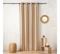 LINDER Rideau à Rayures Verticales - Tissé et Teint en France - Style Pop - Coloris Jaune Ocre - œillets Canon de Fusil -145x280cm - 56% Polyester 42% Coton 2% Autres Fibres - Collection Sunset