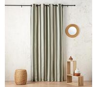 LINDER Rideau à Rayures Verticales - Tissé et Teint en France - Style Pop - Coloris Vert Bouteille - œillets Canon de Fusil - 145x280cm - 56% Polyester 42% Coton 2% Autres Fibres - Collection Sunset