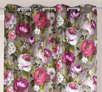 Linder Rideau Fantaisie, Impression fleurs-150x260, 100% Polyester, Multicolore, 150x260
