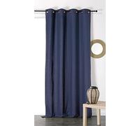 Linder rideau Métis en matières naturelles (coton/lin) coloris bleu marine œillets 135 x 260 cm