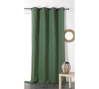 Linder Rideau Métis en matières Naturelles (Coton/Lin) Coloris Vert Eucalyptus œillets 135 x 260 cm