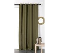 Linder Rideau Métis en matières Naturelles (Coton/Lin) Coloris Vert fougère œillets 135 x 260 cm