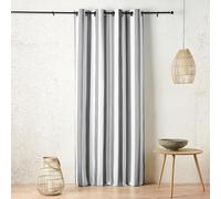 Linder Rideau Outdoor à Rayure transat Pop - Style Estival - Coloris Gris Asphalte - Finition œillets Canon de Fusil antioxydant - Dimensions 140x265cm - 100% polypropylène - Collection Ponant