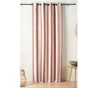 Linder Rideau Outdoor à Rayure transat Pop - Style Estival - Coloris Orange Corail - Finition œillets Canon de Fusil antioxydant - Dimensions 140x265cm - 100% polypropylène - Collection Ponant