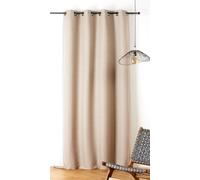 LINDER Rideau Phonique à Motif Tressage - Style Nature- Finition Œillets Canon de Fusil - Coloris Beige Corde - Dimensions 140x240cm - 38% Coton 37% Polyester 25% Chanvre - Collection Pollen