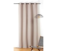 LINDER Rideau Phonique à Motif Tressage - Style Nature- Finition Œillets Canon de Fusil - Coloris Écru - Dimensions 140x240cm - 38% Coton 37% Polyester 25% Chanvre - Collection Pollen