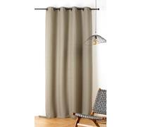 LINDER Rideau Phonique à Motif Tressage - Style Nature- Finition Œillets Canon de Fusil - Coloris Vert Jungle - Dimensions 140x240cm - 38% Coton 37% Polyester 25% Chanvre - Collection Pollen