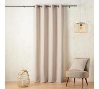 Linder Rideau Rayure Fine Pop et vitaminées - Style Naturel - Coloris Beige Ficelle et Blanc cassé - œillets Canon de Fusil - 145x260cm - 56% Polyester 31% Lin 13% Coton - Collection Palermo