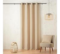 Linder Rideau Rayure Fine Pop et vitaminées - Style Naturel - Coloris Jaune Soleil et Blanc cassé - œillets Canon de Fusil - 145x260cm - 56% Polyester 31% Lin 13% Coton - Collection Palermo