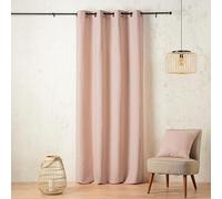 Linder Rideau Rayure Fine Pop et vitaminées - Style Naturel - Coloris Orange Spritz et Blanc cassé - œillets Canon de Fusil - 145x260cm - 56% Polyester 31% Lin 13% Coton - Collection Palermo