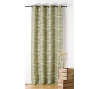 LINDER - Rideau Tissé et Teint en France - Style Nature - Finition Œillets Couleur Canon de Fusil - Coloris Vert Olive - Dimensions 140x240cm - 63% Polyester 37% Coton - Collection Chablis
