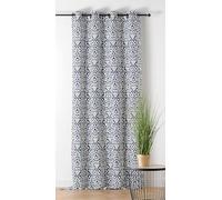 LINDER - Rideau Tissus Upcyclé/Recyclé - Tissé et Teint en France - Style Ethnique - Finition Œillets Couleur Canon de Fusil - Coloris Bleu Ocean - Dimensions 140x240cm - Collection Namibie