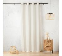LINDER Rideau Toile Effet Lin tissé - Tissé et Teint en France - Coloris Blanc Cassé - Dimensions 135x260cm - 60% Polyester 40% Coton - Collection Toile Aspect Lin