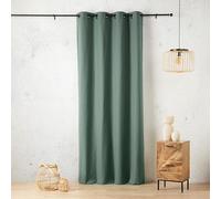 LINDER Rideau Toile Effet Lin tissé - Tissé et Teint en France - Coloris Bleu Canard - Dimensions 135x260cm - 60% Polyester 40% Coton - Collection Toile Aspect Lin