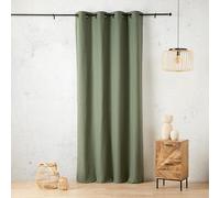 LINDER Rideau Toile Effet Lin tissé - Tissé et Teint en France - Coloris Vert Bouteille - Dimensions 135x260cm - 60% Polyester 40% Coton - Collection Toile Aspect Lin