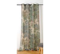 LINDER Voilage à Motif imprimé forêt - Tissé et Teint en France - Coloris Vert imprimé Forêt - Dimensions 150x250cm - 54% Polyester 46% Lin- Collection Fontainebleau