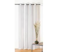 LINDER - Voilage à Rayures - Œillets Couleur Canon de Fusil - Blanc Azuré et Noir - 145x260cm - 71% Polyester 29% Lin - Tissé et Teint en France - Collection Jeanne