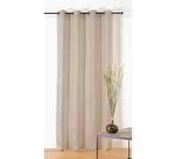 LINDER - Voilage à Rayures - Œillets Couleur Canon de Fusil - Lin et Noir - 145x260cm - 71% Polyester 29% Lin - Tissé et Teint en France - Collection Jeanne