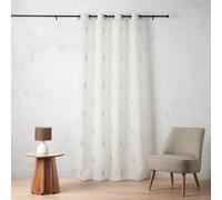 LINDER Voilage au Motif Fil coupé - Style Ikat - Coloris Beige Argile - Finition œillets Canon de Fusil - 140x260cm - 100% Polyester - Collection Arena