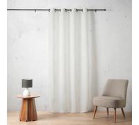 LINDER Voilage au Motif Fil coupé - Style Ikat - Coloris Blanc Craie - Finition œillets Canon de Fusil - 140x260cm - 100% Polyester - Collection Arena