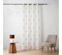 LINDER Voilage au Motif Fil coupé - Style Ikat - Coloris Orange Terracotta - Finition œillets Canon de Fusil - 140x260cm - 100% Polyester - Collection Arena