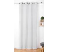 LINDER Voilage au Toucher Duveteux Aspect Fourrure - Style Nature - Finition Œillets Canon de Fusil - Coloris Blanc Pur -Dimensions 145x240cm - 100% Polyester - Collection Maureen