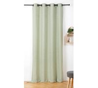 LINDER Voilage au Toucher Duveteux Aspect Fourrure - Style Nature - Finition Œillets Canon de Fusil - Coloris Vert Litchen -Dimensions 145x240cm - 100% Polyester - Collection Maureen