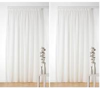 Linder - Voilage Bouclette - Finition Galon Fronceur - Coloris Écru - Grande Largeur 240x260cm - 100% Polyester - Collection Boucline (Lot de 2)