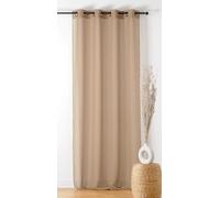 LINDER - Voilage Bouclette - Finition Œillets Couleur Canon de Fusil - Coloris Ficelle - 140x240cm - 100% Polyester - Collection Boucline
