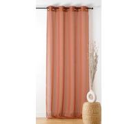 LINDER - Voilage Bouclette - Finition Œillets Couleur Canon de Fusil - Coloris Orange Brique - 140x240cm - 100% Polyester - Collection Boucline
