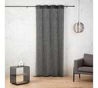 LINDER Voilage Maille ajouré - Style Rétro - Coloris Noir Minuit - Finition œillets Canon de Fusil - Dimensions 140x260cm - 100% Polyester - Collection Luna