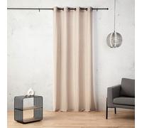 LINDER Voilage Maille ajouré - Style Rétro - Coloris Taupe Clair - Finition œillets Canon de Fusil - Dimensions 140x260cm - 100% Polyester - Collection Luna