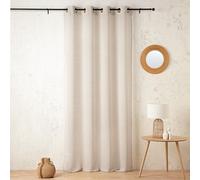 LINDER Voilage uni Doux en Laine - Tissé et Teint en France - Style Naturel - Beige Laine - œillets Canon de Fusil -140x240cm - 43% Laine 26% Polyester 13% Coton 18% Polyamide - Collection Mélolaine