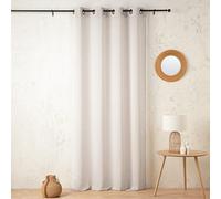 LINDER Voilage uni Doux en Laine - Tissé et Teint en France - Style Naturel - Écru - œillets Canon de Fusil - 140x240cm - 43% Laine 26% Polyester 13% Coton 18% Polyamide - Collection Mélolaine
